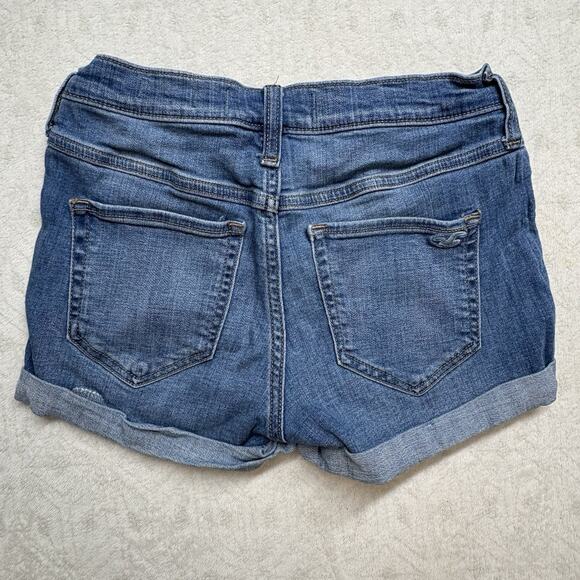 Hollister Shorts Womens Size 3 W26 Blue Mid Rise Shorts 3" Stretch Medium Wash - Picture 7 of 8